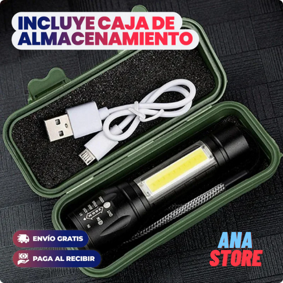 (PROMO 2X1) LINTERNA TÁCTICA RECARGABLE + ESTUCHE DE REGALO