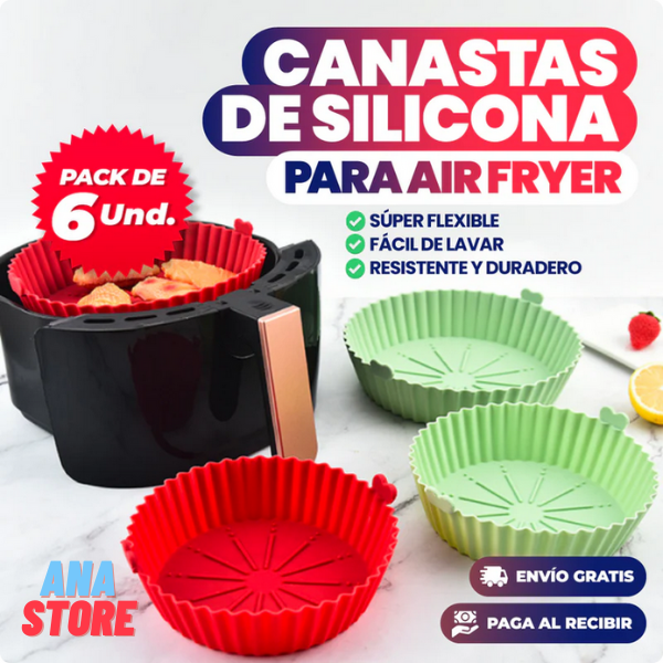 PACK X6 CANASTAS DE SILICONA PARA AIR FRYER