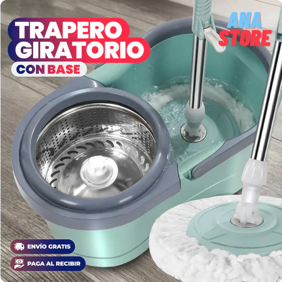 TRAPERO GIRATORIO 360° + BALDE Y REPUESTO DE REGALO